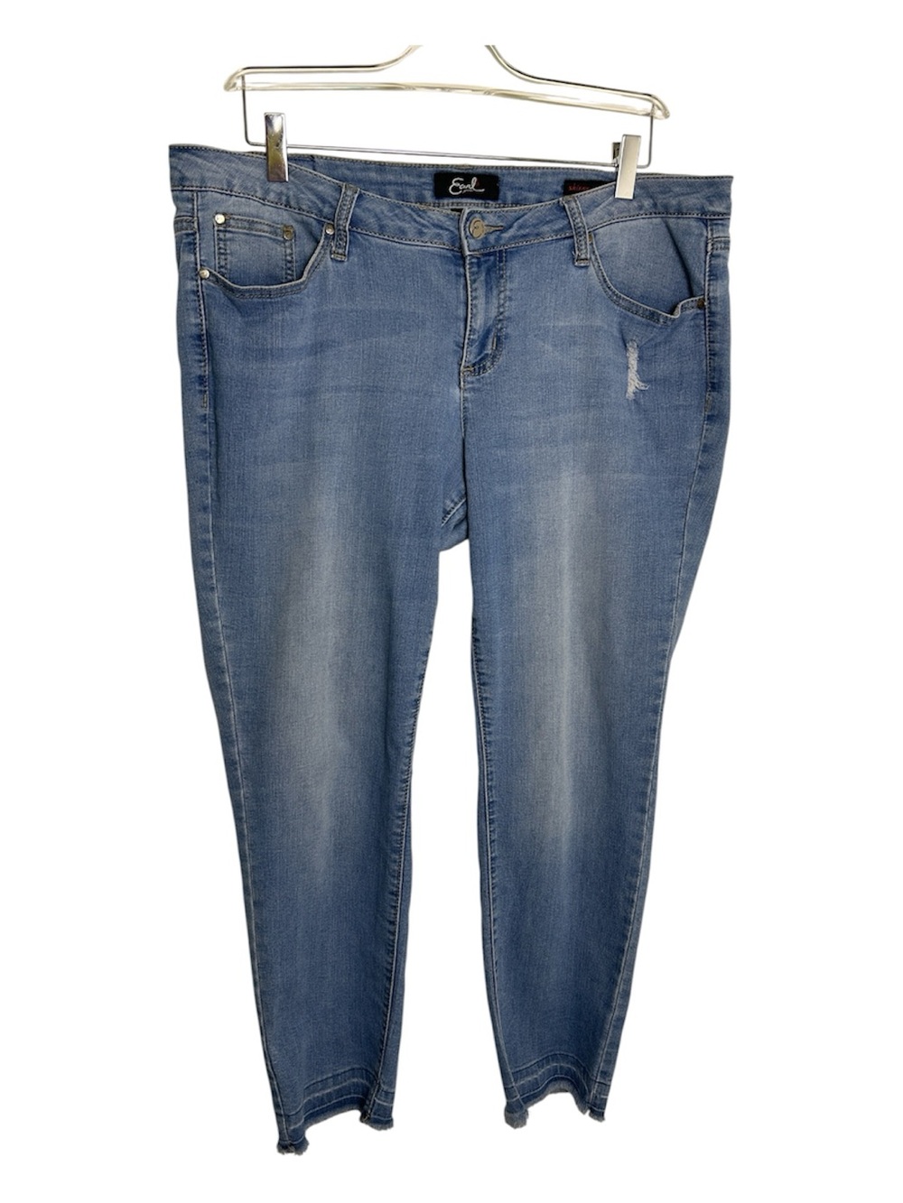 Earl Jeans Skinny Ankle Raw Fringe Hem Blue Jeans Size 14 Petite